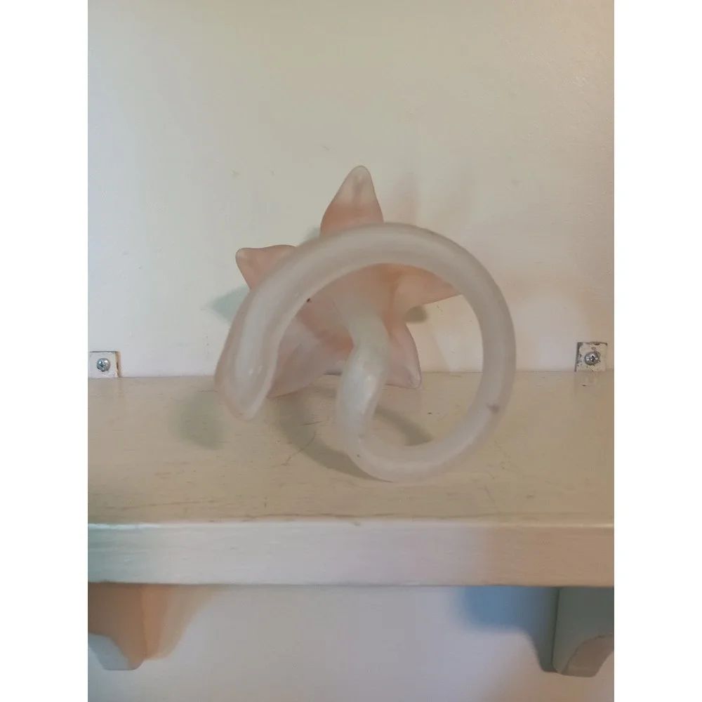 Vintage Pink Frosted Art Glass Calla Lily Jack in the Pulpit Vase Spiral Base